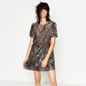 Zara Knit Velvet Mini Dress